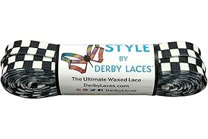 Derby Laces Style Wide 10mm Waxed Lace for Roller Skates, Hockey Skates, Boots, and Regular Shoes