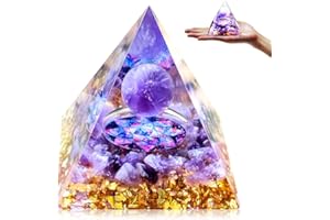 ‎TYUODNA Tyuodna Orgonit Pyramide,Edelsteine Heilsteine,Orgon Pyramide,Reiki Chakra Steine,Kristall Steine für Chakra-Heilung,Meditation, Yoga,Esoterik Geschenke (Violett-Kristallkuge)