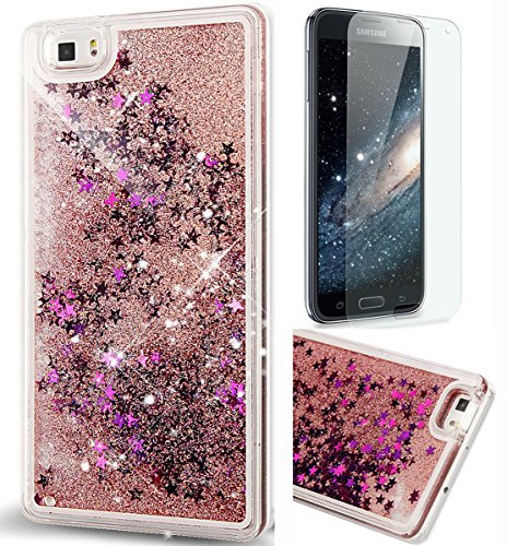 Preisvergleich Produktbild Nnopbeclik Huawei P8 Lite Hülle 3D Flüssigkeit Schutzhülle Transparent Durchsichtige Handytasche Glänzend Glitzer Star Sterne Fließen Flüssig Flüssigkeit Handyhülle Handy Hülle Case Tasche Crystal Case Durchsichtig Schutzhülle Etui Bumper Für Huawei P8 Lite + 1x Display Schutzfolie Folie