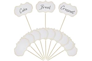 COYUN 50 Pezzi Stuzzicadenti Decorativi, Etichette, Pennarelli Alimentari per Dolci, Targhette a Buffet per Formaggio, Etichette per Piante, per Cupcake Torte Feste Matrimoni Compleanni (Bianco)