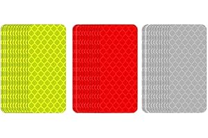 XXLKVSK 36 PCS Reflective Warning Stickers for Motorcycle Vehicle Car Bike Helmet Hard Hat Waterproof Reflective Stickers Strips Tape High Visibility Reflectors (Red Silver Yellow)