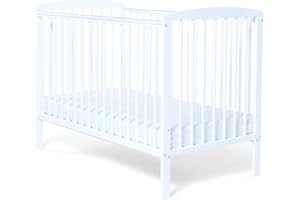 Starlight Cot by Baby Elegance | White Wooden Baby Cot with Adjustable Heights, Durable Teething Rails & Compact Design | Ideal Newborn Bed for Small Spaces | Mattress Sold Separately