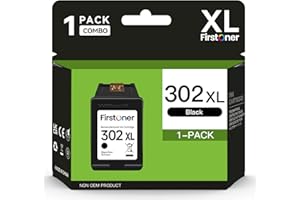 FIRSTONER 302XL Cartucho de Tinta Negra, 302XL Cartuchos de Tinta de Repuesto para HP 302 Cartucho de Tinta Negra para OfficeJet 3831 5230 3830 5220 DeskJet 3630 3636 3638 3639 Envy 4524 4527 4525 4520(1 Negro)