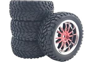 F Fityle Neumáticos para Wltoys 144001 124018 124019 para Tamiya 1/10 1/18 1/16 RC Off Road Hobby Toy Repuestos - Rojo