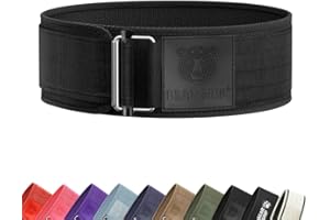 BEAR GRIP Self-Locking Weight Lifting Belt – Deadlift, Bodybuilding, Squat & Powerlifting – Premium Weightlifting Gym Belt for CrossFit & Olympic Lifting for Men and Women