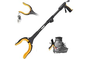 Jellas Outils de Ramassage, Bras Incliné de 0 ° - 180 °, Tête Rotative à 90 °, Griffe Pliable de 80 cm avec Embouts Magnétiques pour Le Ramassage des Déchets, Ramasse-litière, Extension du Bras