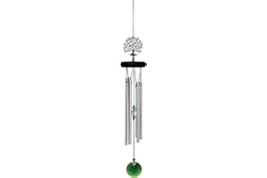 Woodstock Chimes El Árbol de la Vida Cristal Verde Carrillón para Jardín - 6 Varillas Color Plateado