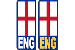 SMARTRICH 2 x England St Georges Cross ENG Flag V2 Car Number Plate Waterproof Laminated Vinyl Stickers United Kingdom EU Brexit GB