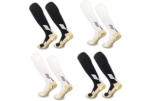 FIBOGOUP Chaussette de Football Combinaison 32-38 | Chaussettes de Sport Enfant | Souples Antidérapantes de Maintien Cheville et Pied | Grip Socquettes pour Basket Trekking Cyclisme Yoga