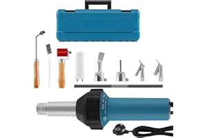TRY-YEAN 1600 W Hot Air Gun Plastic Welding Machine Heat Gun for Vinyl PE PVC Welding Machine with Quick Soldering Nozzles, Plastic Rod, Roller, Two Additional Accessories and Storage Box