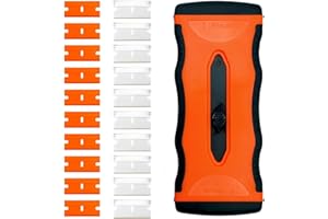 KERATOBLEEM Grattoir Plaque Vitrocéramique, Grattoir Vitre avec 10PCS Lames Extra en Métal et 10PCS Lames en Plastique, Grattoir de Nettoyage Multi-usages,pour Plaque à Induction, Voiture, Verre, Miroir