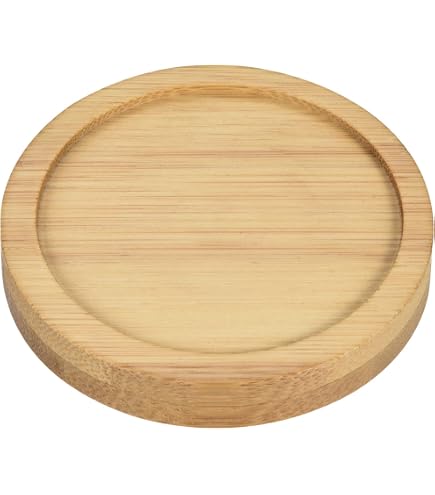 Zocipro Lot De 2 Soucoupes Bambou 15,5 Cm – Plateau Rond Naturel Pour Pots De Fleurs, Tasses, Thé, Collations