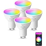Lepro Lampadina LED GU10 WiFi Intelligente RGBW, Faretti LED Smart Compatibile con Alexa e Google Home, 4.5W (=50W), Luce Dim