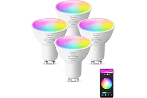 Lepro Ampoule Connectée GU10, Ampoule WiFi RGB+Blanc Chaud 2700K Dimmable, 4.5W Equivalent de 50W, Ampoule Intelligente WiFi Alexa Fonctionne avec Google Home/Alexa/Echo/Aucun Hub Requis, 4 Pcs