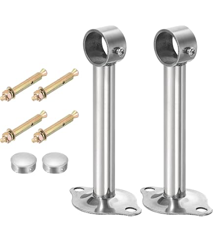 QUARKZMAN 4pz 0,75 Pollici Supporto Asta Tenda, Presa Flangiata per Tubo Montare al Soffitto, Supporto Asta Armadio in Acciaio Inossidabile con Viti, Bianco