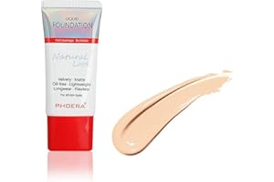 AQUAPURITY PHOERA Full Coverage Foundation New Formula Waterproof Long Lasting Oil Free Velvet Matte Liquid Foundation for Oily Skin Flawless Makeup Base Cream Concealer (102 Nude…)