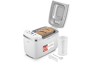 TZS First Austria Máquina de pan, 1250g, 12 programas automáticos, 2 amasado, programa sin masa, mermelada y gluten, grado de bronceado, retraso de inicio