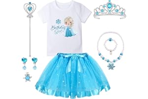YYDSXK Costume da Principessa Elsa, Tutu Elsa Bambina con 7 Pezzi Accessori da Principessa, Vestito Compleanno Bambina Manica Corta Tutu Gonna Set per Festa Cosplay Halloween Carnevale Natale