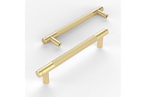 Amerdeco 10 Pièces Poignee de Meuble Cuisine Dorée 128mm Poignées Meubles avec Vis, pour Bureaux, Tiroirs, Armoires, Placard UK0040