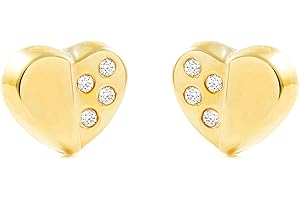 MONDE PETIT Orecchini per bambini cuore - oro giallo 9K (375) - Scatola Regalo - Certificato di garanzia