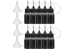 GORGECRAFT 10Pcs Black Precision Tip Applicator Bottles 5ml Plastic Needle Tip Squeeze Glue Bottles with 4Pcs Mini Funnels for Paint Paper Quilting Craft Glue Ink Liquid Acrylic Painting