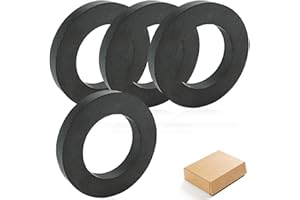 LEIKURVO Pack of 4 Ring Magnets: Diameter 70 mm x 32 mm x 15 mm Magnetic Ring Ferrite Ring Magnet with Hole, Heavy Duty Ring Magnets Magnetic Disc with Hole Ring for Industry, DIY, Crafts, Science Projects