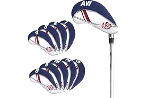 ARTOCT, 10 coperture per testa di ferro da golf, a collo lungo, con numero pressato, copritesta da golf, fodere in ferro blu navy