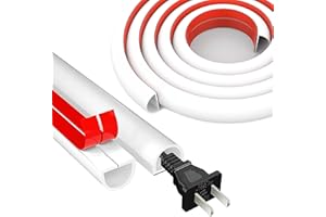 GJNMYSD White Cable Trunking, Half Round Flexible Wire Cover, Self Adhesive Cables Protector for Hide Wires on Wall Floor of Home&Office,White,15mm×10mm - 1 Meter