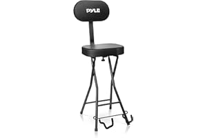 Pyle Klappbarer Hocker Höhenverstellbar, Sitzhocker, Gitarrenstuhl – Gitarrenhocker & Schlagzeughocker, Hocker mit Lehne als Zubehör Gitarre oder Musik Studio Zubehör, für Gitarristen