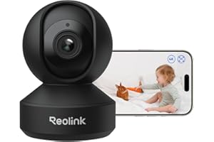 Wewnętrzna kamera bezpieczeństwa Reolink 4K PT, 3-krotny zoom optyczny, automatyczne śledzenie, wykrywanie osób/zwierząt, wykrywanie płaczu, tryb prywatności, konfiguracja Bluetooth, E1 Zoom Czarny
