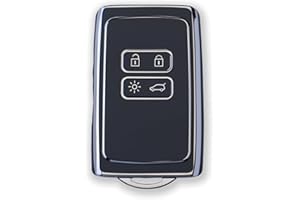 Coque pour clé de Voiture TPU RUXYAXFOL, Compatible avec Renault Dacia Duster, Master, Austral, Arkana, Kangoo, Twingo, Megane E-Tech, Coque Intelligente pour clé de Voiture, 2 pièces,Argent Noir
