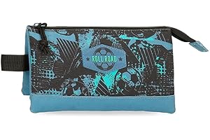 Roll Road Soccer Estuche Triple Negro 22x12x5 cms Poliéster