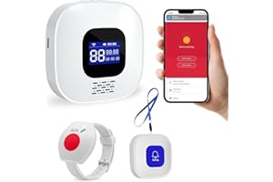WIOONI Salvavita Anziani, Pulsante Salvavita Anziani WiFi, Tuya/Smart Life App per Ricevere Notifiche da Remoto, Adatto ad Anziani, Malati, Disabili, Bambini, 1 Ricevitore + 1 Pulsante+1 Bracciale