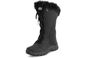 Polar Damskie sznurowane, wodoszczelne, czarne, na zewnątrz, mankiety, śnieg, deszcz