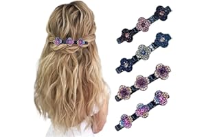 ZEHAOKAY 4 Doppelschicht Haarspangen mit Funkelnden Kristallsteinen und Glitzernder Geflochtener Strass-Dekorativ Haarreifen für Frauen und Mädchen (4PC)