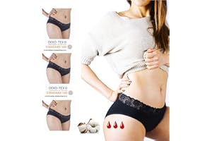 INLY-ZEN Lot 3 Culotte Menstruelle en Coton Biologique Ultra Absorbant pour Femme Ados, Lavable Reutilisable, sous Vetements Bio Feminins Sexy, Culotte Menstruelle Anti Fuite Protection Hygiénique Periodique