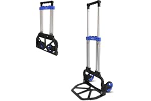 SHUNHE FOLDING CART Carrello pieghevole in alluminio, manico telescopico extra lungo, 110 cm, superficie di carico con cuscinetti antiscivolo, ruote facili da utilizzare con battistrada morbida