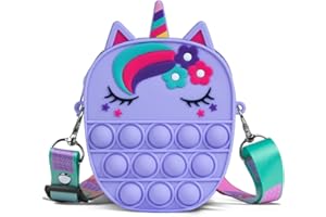 Pop Bolso It, Sichy Pop Bubble Push It Bolsa de Hombro, 2 en 1 Unicornio Juguete Antiestrés y Ansiolítico, Push Pop Bubble Bolso de Juguetes Sensoriales con Bandolera de Longitud Ajustable para Niños
