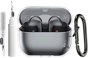 WOOZ Clear Case for Samsung Galaxy Buds3 Pro and Galaxy Buds 3 (2024) with Carabiner& Cleaner kit Soft TPU Protective Covers for Men Women Support Wireless Charging