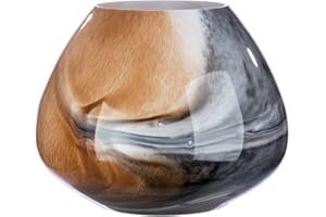 GILDE Szklany wazon Draga — wazon dekoracyjny wazon na kwiaty Ø 38 cm brązowy czarny wygląd marmuru — produkcja europejska