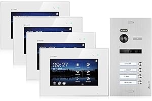 BALTER EVO Video Türsprechanlage ✓ Touchscreen 7 Zoll Monitor ✓ Türstation für 4 Familienhaus Türklingel ✓ 2-Draht BUS ✓ 150° Weitwinkel-Kamera