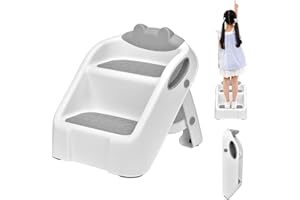Zoutpy Tritthocker Kinder 2 Stufen, Klappbar Hocker Kinder, Anti-Kipp Trittschemel für 1-3 Jahren Baby Kinderhocker für Badezimmer und Küche
