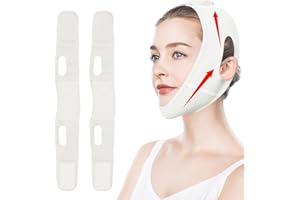 KASURE 2 Piezas Tiras De Lifting Facial Invisibles, Rostro Firme Y Lift Reductor De Papada, Ajustable Y Reutilizable Chin Strap （Blanco）