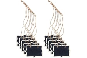 DELORIGIN 10pcs Blackboard Decanter Tag Mini Wooden Erasable Chalkboard Signs Custom Liquor Decanter Labels with Hanging String Message Boards Labels for Wedding Party Wine Bottle Whiskey Price Tags