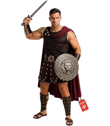 Giovane Uomo Muscolare Che Posa in Costume Del Gladiatore Fotografia