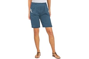 URBAN STITCH Womens Shorts with Pockets Lightweight Elasticated Summer Easy Care Ladies Travelling Pull on Comfy Lounge Shorts Plus Size
