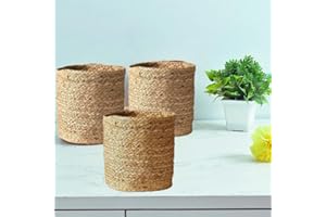 Kalakriti Woven Natural Jute Ropes Planter for Decorating Indoor/Outdoor Succulents, Small Plant Pots (Set of 3, 6 inch) Multi-Purpose Storage Bins Basket Organizer, Brown