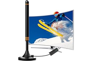 BIGEFEIXU Antenna TV, Antenna TV Interna Amplificata Potente Digitale 250+ Miglia Gamma con Amplificatore Segnale per 4K 1080p VHF UHF DVB-T/DVB-T per Home Smart TV/Radio, Cavo Coassiale 5 Metri