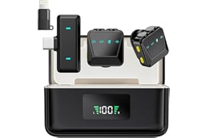 HITOZON Wireless Lavalier Mikrofon für iphone/Android Handy iPhone/PC, Kabelloses Ansteckmikrofon mit Noise Cancellation für Live-Streaming, Videoaufnahmen, Interviews, YouTube, TikTok,Vlog