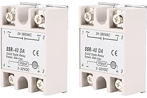 LELUKEE 2 Stück Halbleiter-Relais, einphasig, SSR-40DA 40A (Eingang 3-32 V DC, Ausgang 24-380 V AC), ein ideales Modul für das automatische Steuersystem. (SSR-40DA)